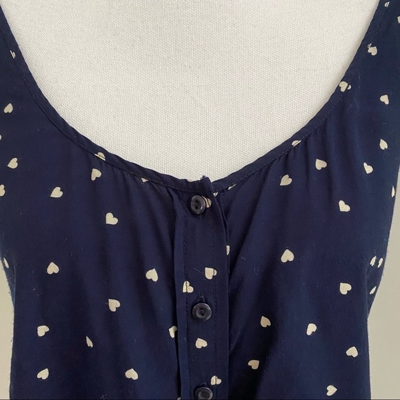 Pins and Needles Heart Graphic Cami Button Front Ruched Back Sz Small - Picture 3 of 8